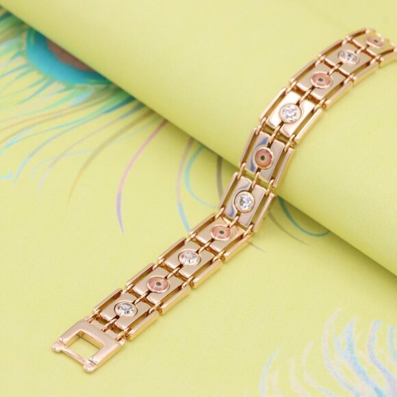 Elegant Rose Gold Plated Bracelet with Sparkling Accents, XPBL0719 - Picture 7 of 12